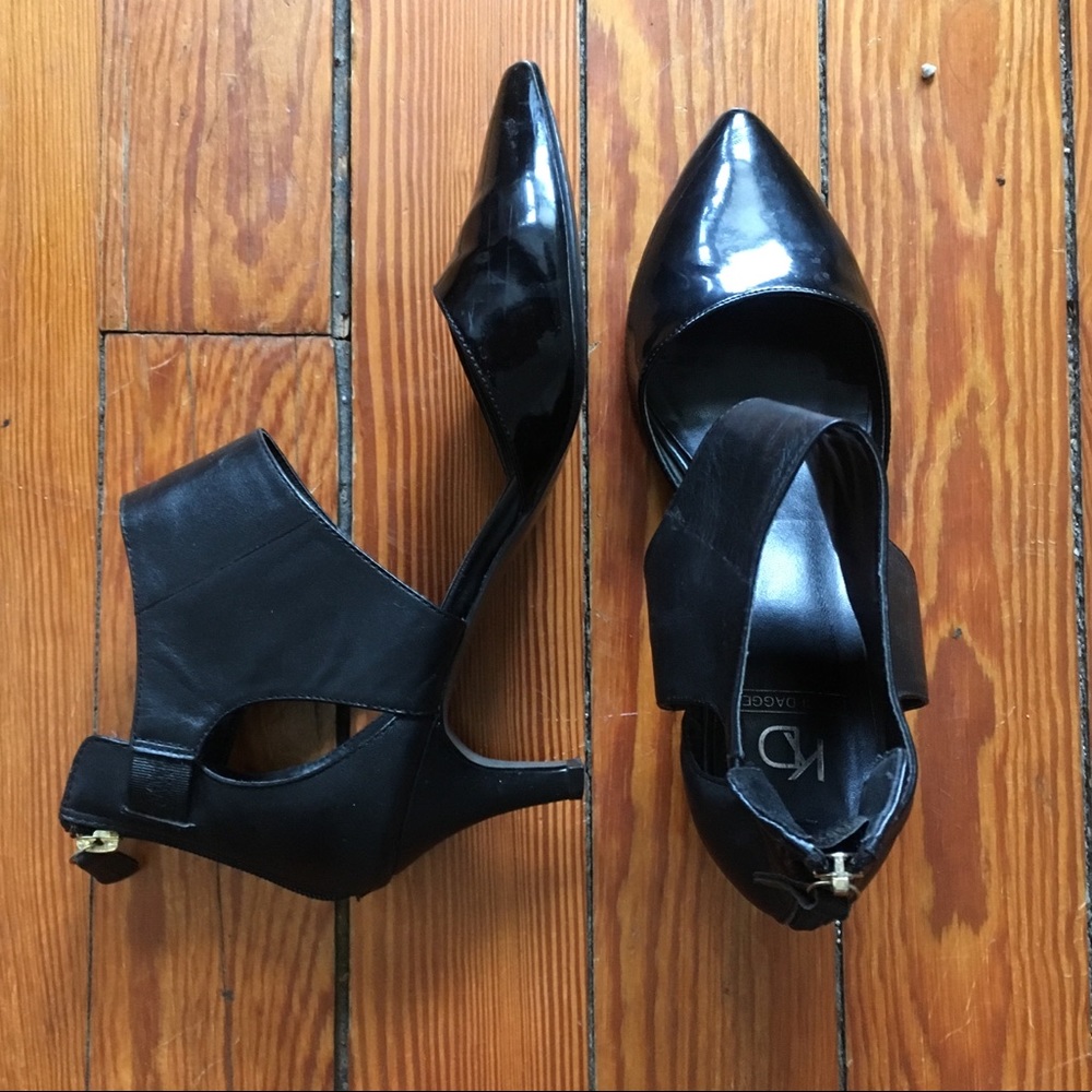 Kelsi Dagger Patent Pointed Toe Kitten Heels 7.5